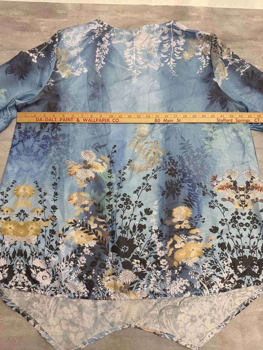 Women's‎ Plus Size 3XL Floral Print Asymmetrical Hem Blue Tunic Blouse - Picture 5 of 5